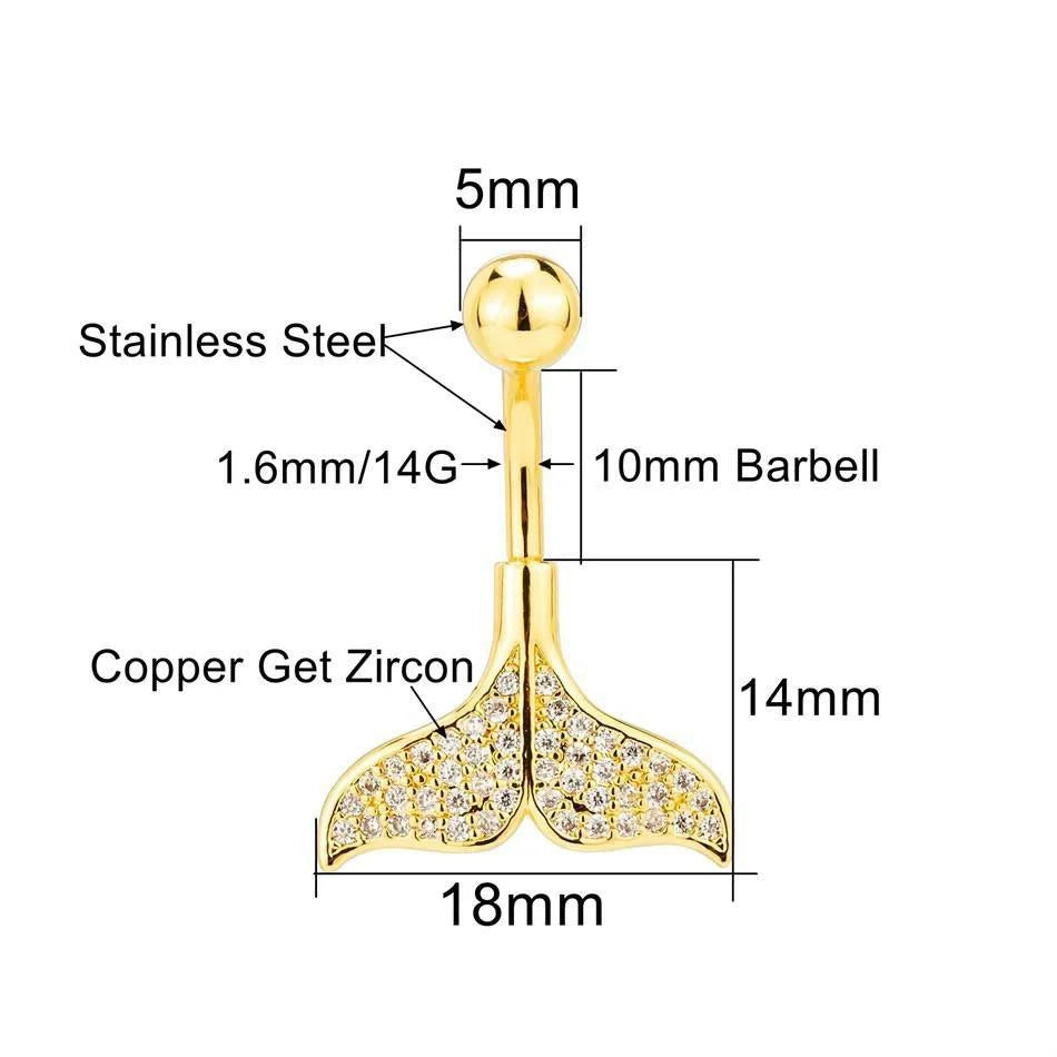 Silver Mermaid tail Belly Piercing