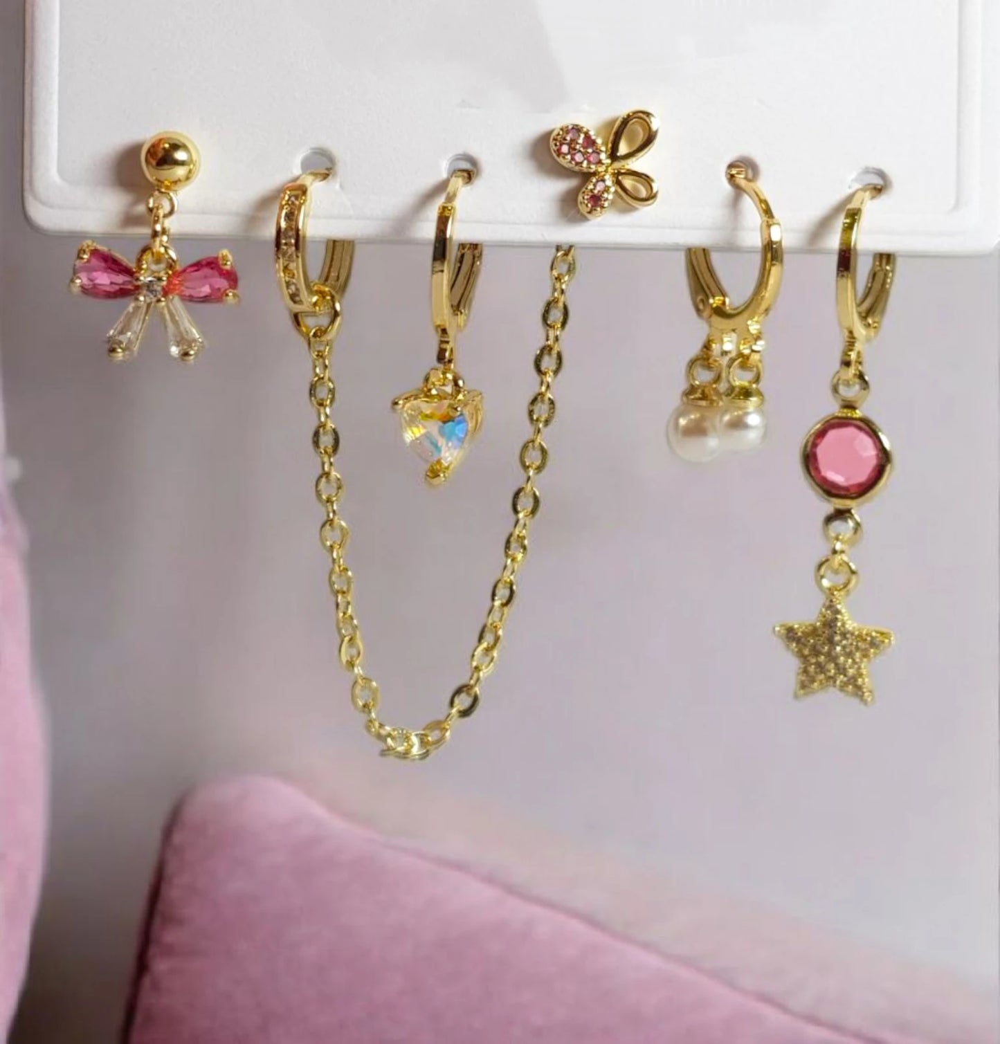Butterfly & heart charm set
