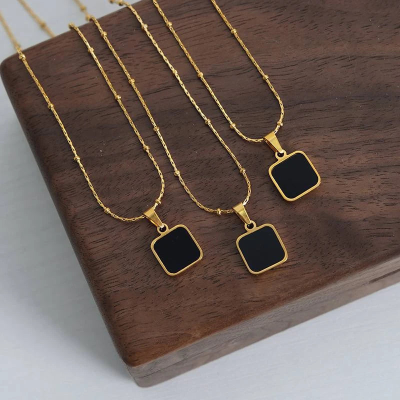 Square charm necklace