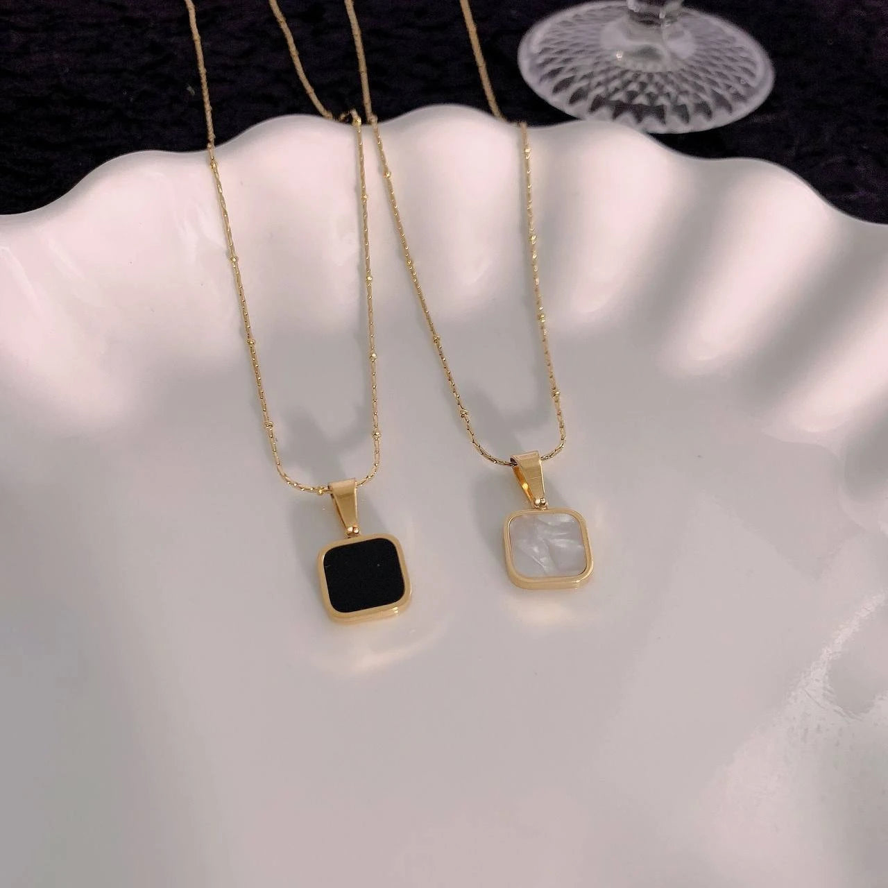 Square charm necklace