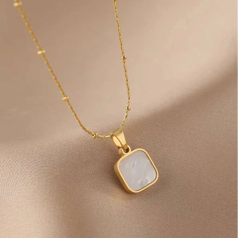 Square charm necklace