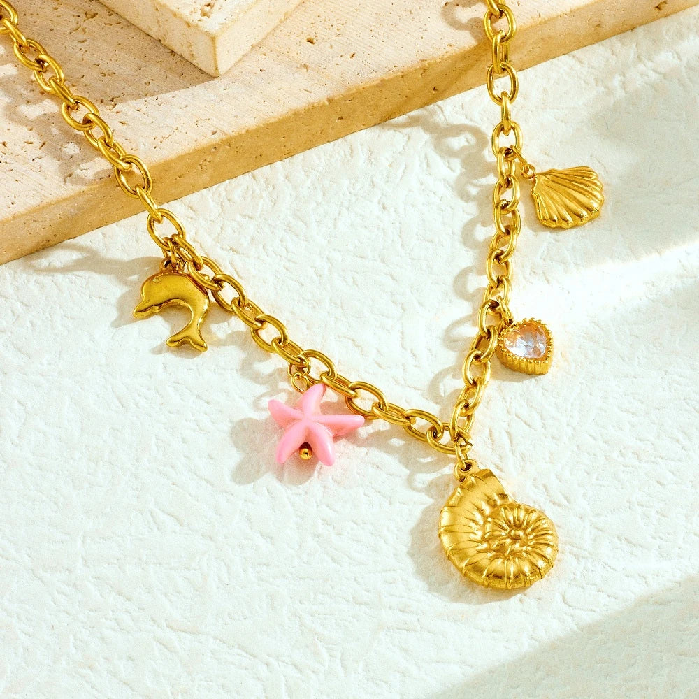 Aqua charms necklace