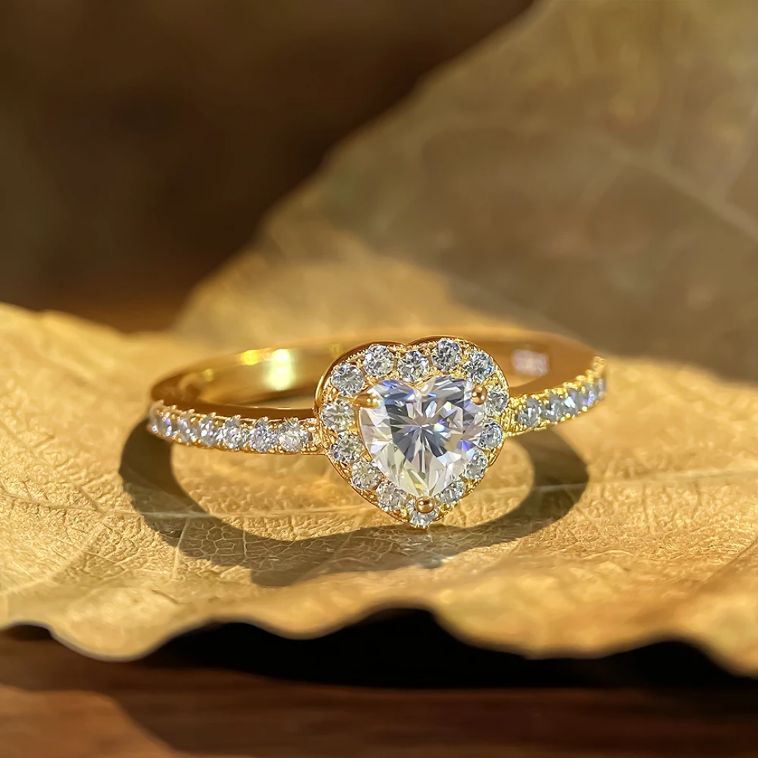 Golden heart ring