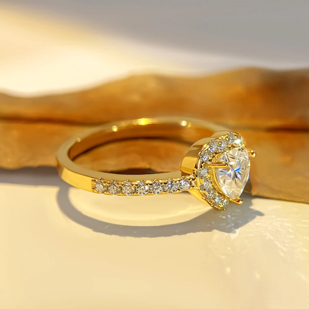 Golden heart ring