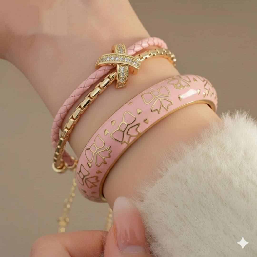 Pink bow bangle