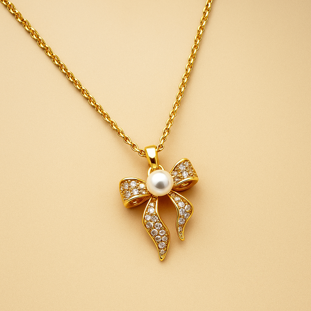 Pearl bow necklace