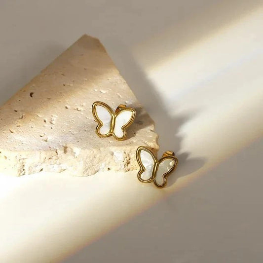 White Buttefly earrings