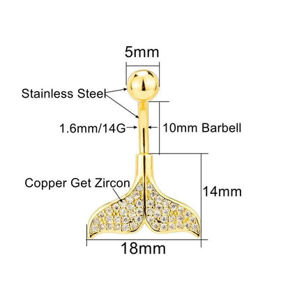 Silver Mermaid tail Belly Piercing