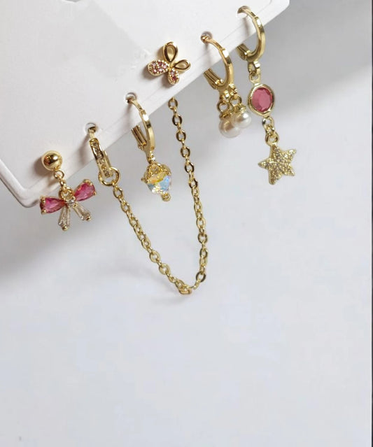 Butterfly & heart charm set