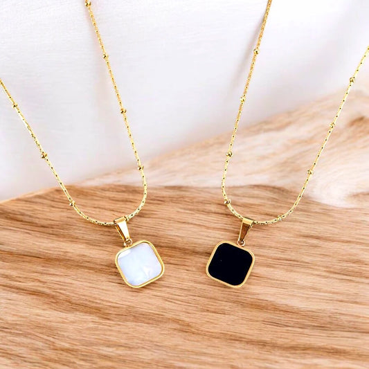 Square charm necklace