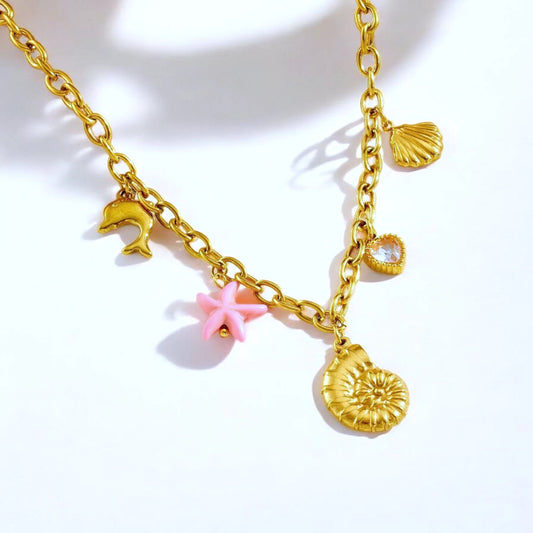 Aqua charms necklace