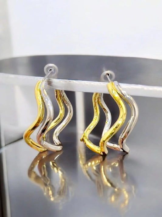 Wave charm earrings