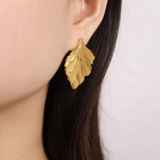 Golden leaf earrings