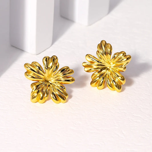 Golden flower earrings