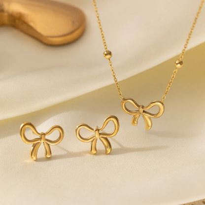 Sweet bow set (Necklace . Earring )
