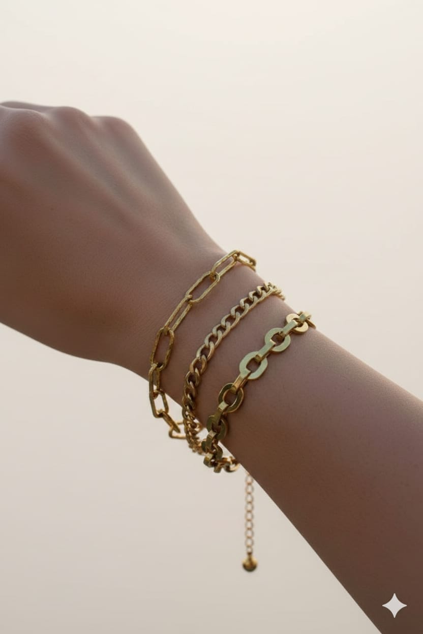 Royal link bracelets set
