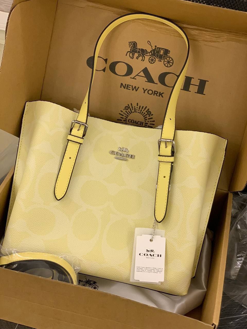 Yellow Coach tote bag
