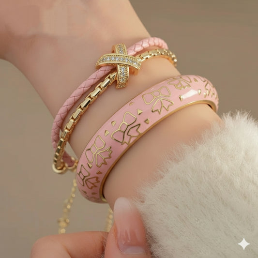Pink bow bangle