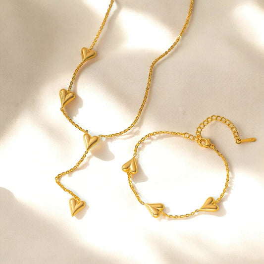 Connected hearts set ( Necklace.Bracelet )