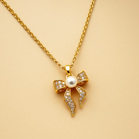 Pearl bow necklace